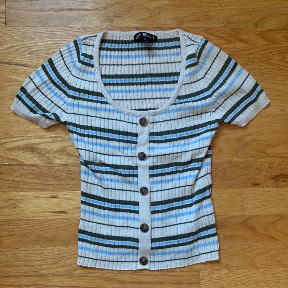 Soft Striped Button-up Crop Top